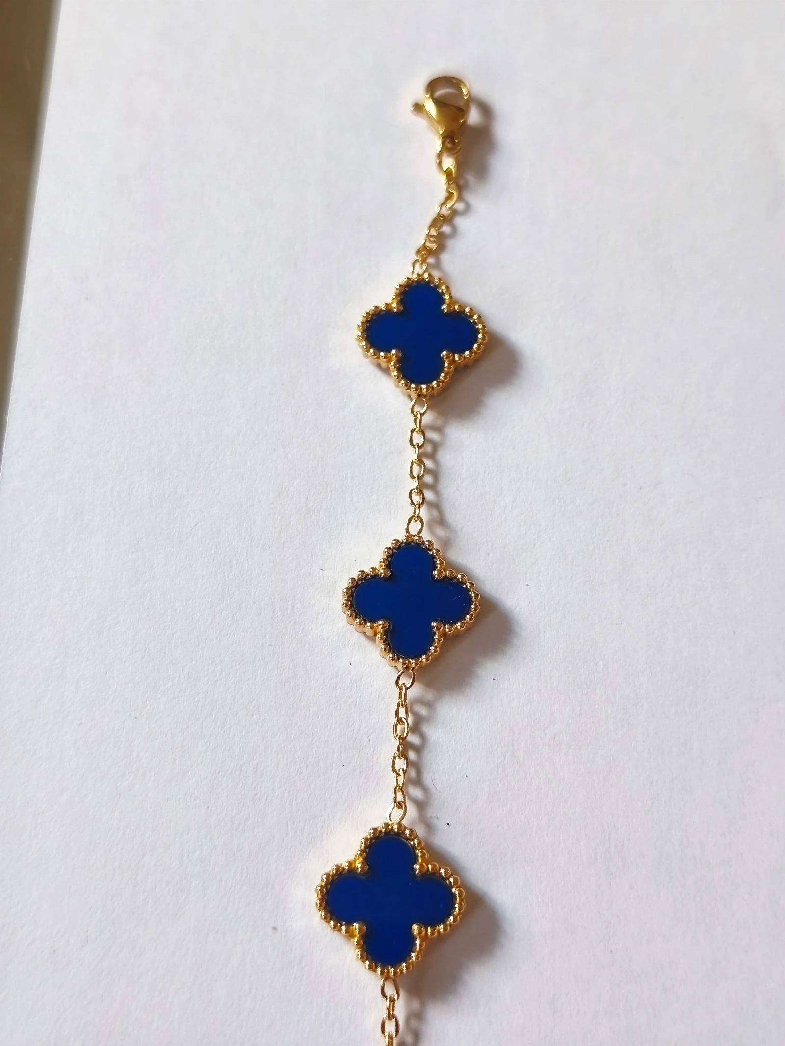 Set van trebol blauw met halsketting, armband en oorbellen met stalen ketting – photo 7